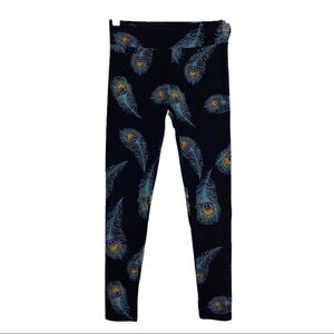 Lularoe One Size Peacock Feather Leggings 4 6 8 10